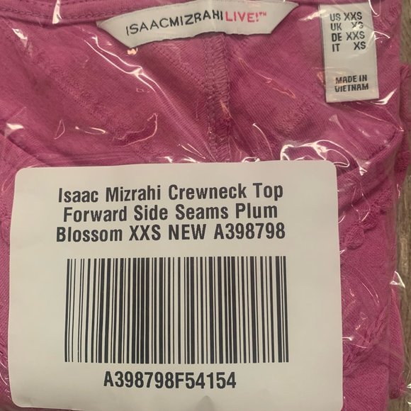 NWT ISAAC MIZRAHI CREWNECK TOP W/FORWARD SIDE SEAMS PLUM BLOSSOM XXS - Picture 8 of 9